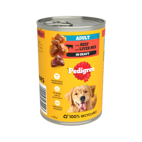 Pedigree Tins Beef Chunks in Gravy 12 x 400g