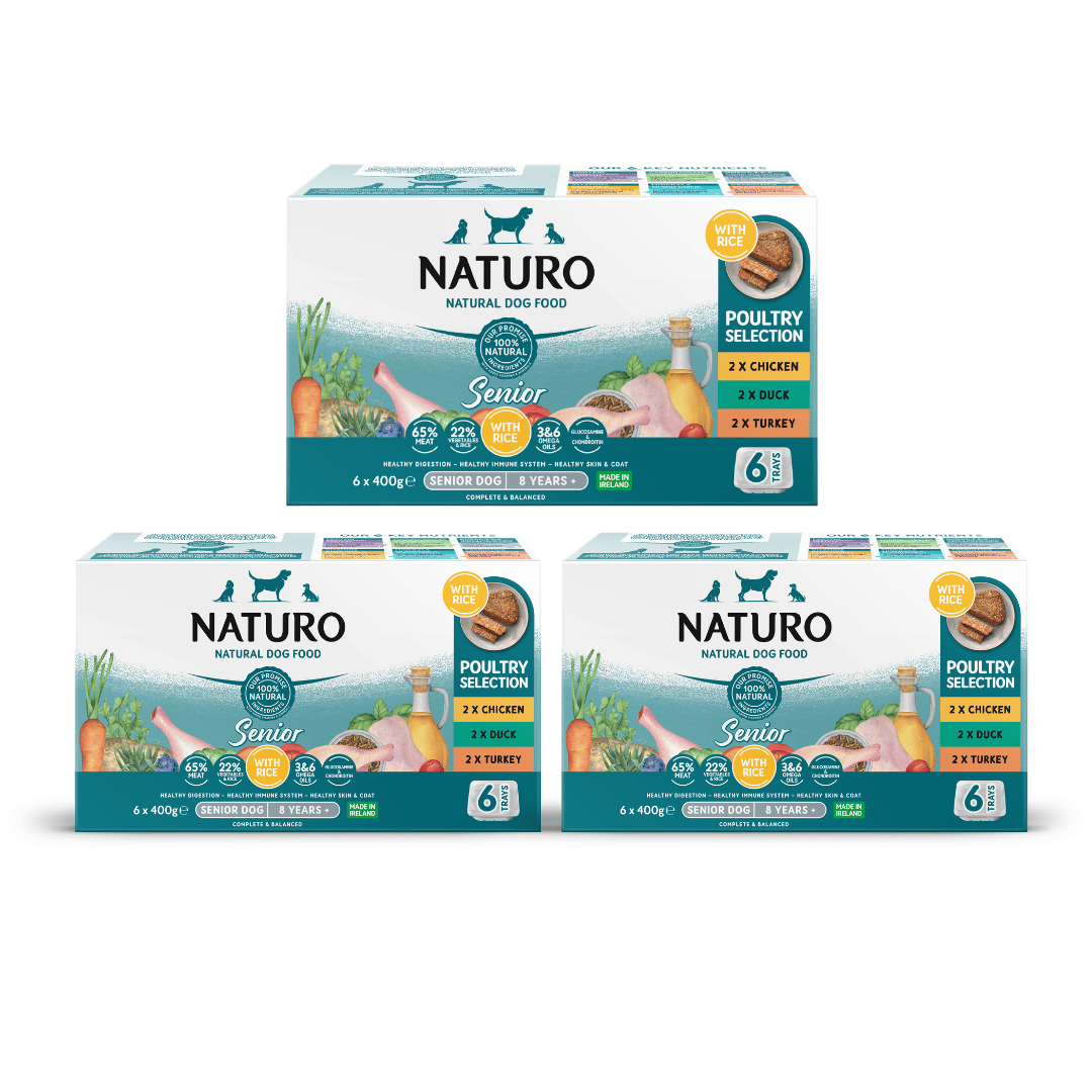 Naturo Senior Dog with Rice Variety Pack – 18 x 400g Trays