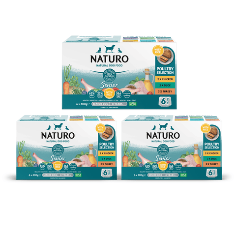 Naturo Senior Dog with Rice Variety Pack – 18 x 400g Trays