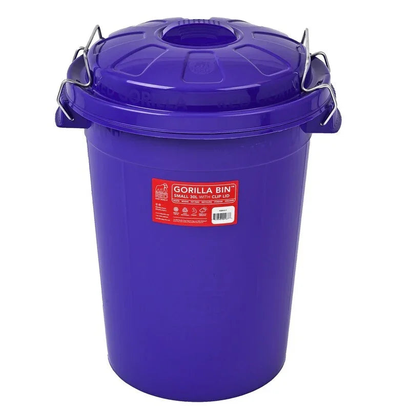 Red Gorilla Bin with Clip Lid Purple 80 litre