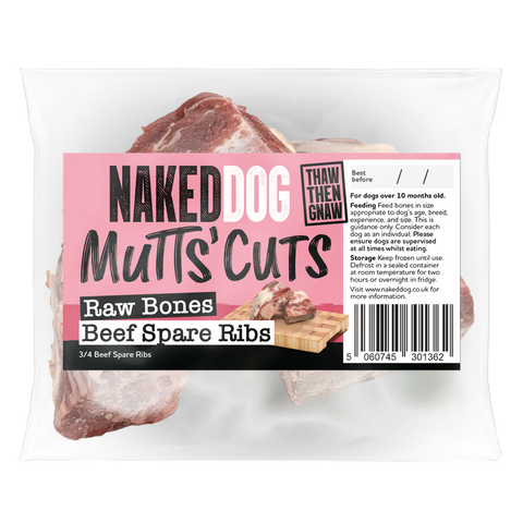Naked Dog Mutts' Cuts Beef Spare Rib Bones (4 per pack)