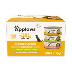 Applaws Taste Toppers Chicken Tin Selection In Broth Multipack, 8 x 156g
