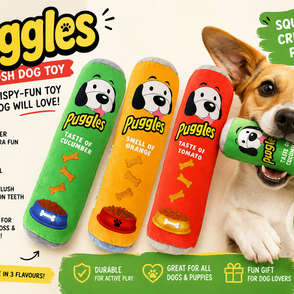 Puggles Dog Toy – Plush Pringles-Inspired Crinkle Toy for Dogs