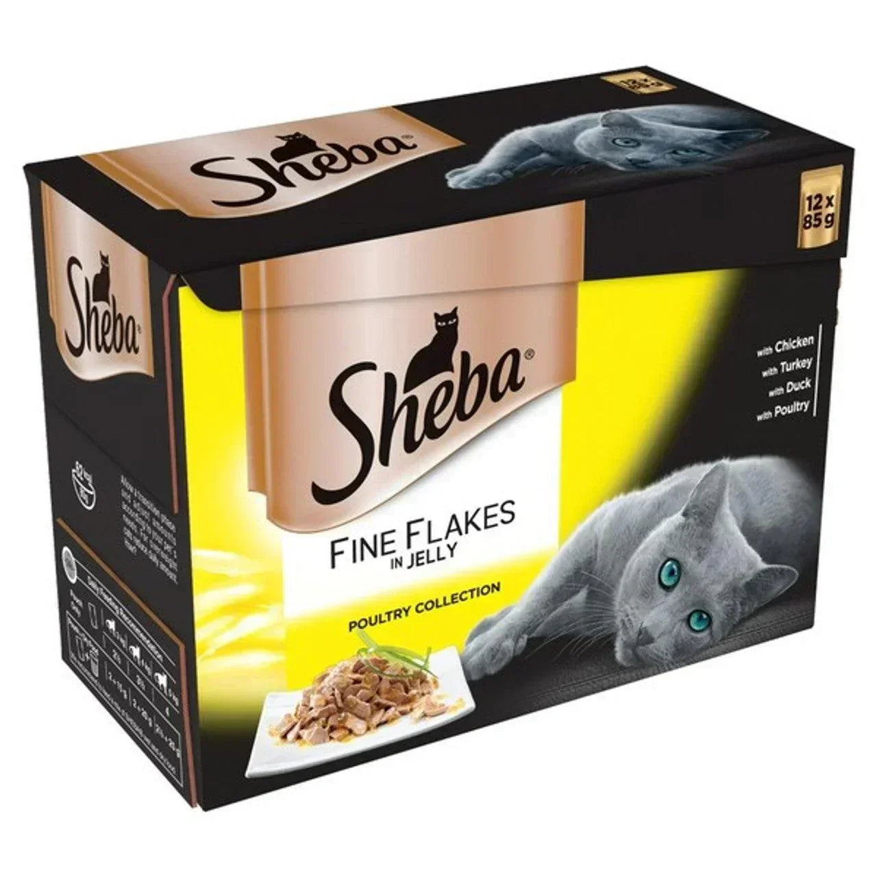 Sheba Fine Flakes Cat Pouches Poultry Collection in Jelly 12x85g pack