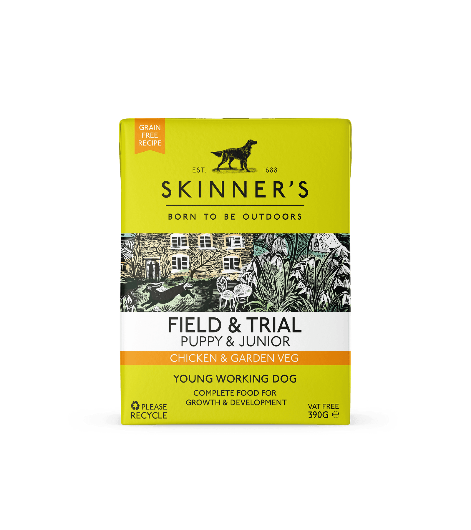 Skinners Field & Trial Puppy & Junior Chicken & Garden Veg GF 18 x 390g