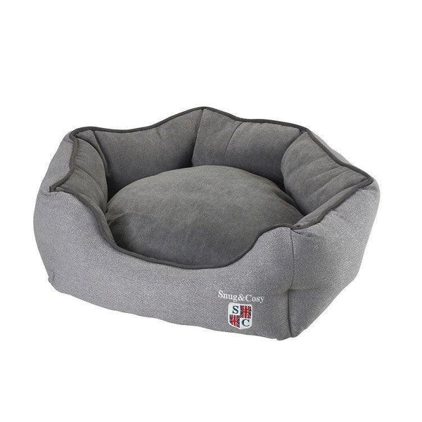 Snug & Cosy Bolster Plain Grey Oval Bed