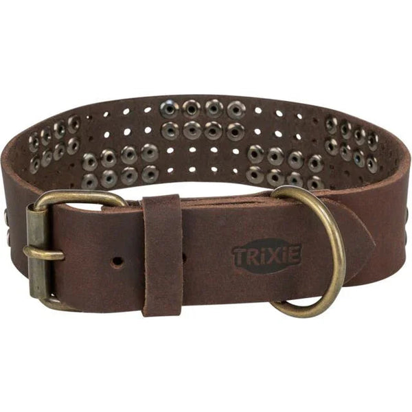 Trixie Rustic Greased leather collar Rivets, extra wide