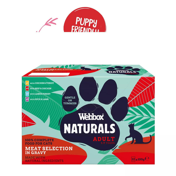 Webbox Naturals Cat Adult Meal Selection in Gravy Pouches  56 x 100g