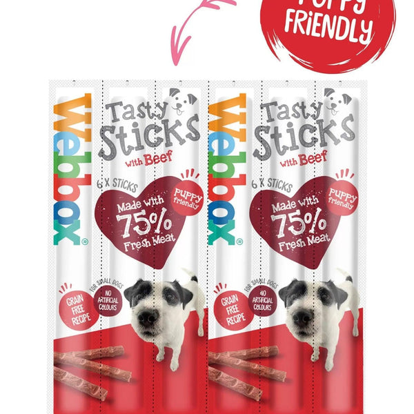 Webbox Tasty Sticks Beef Small 12x6Pk