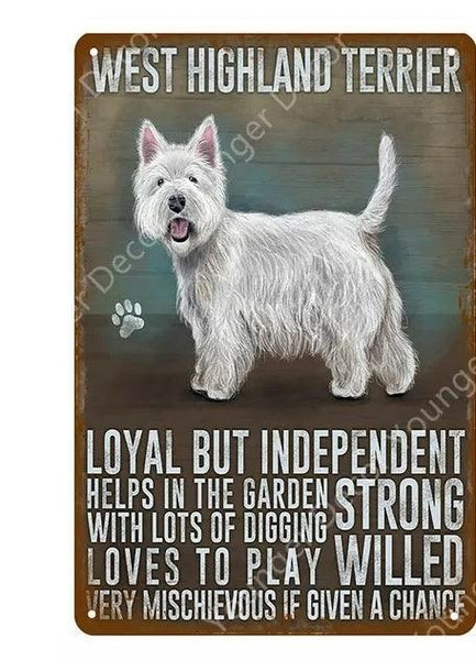 West Highland Terrier Dog Tin Sign