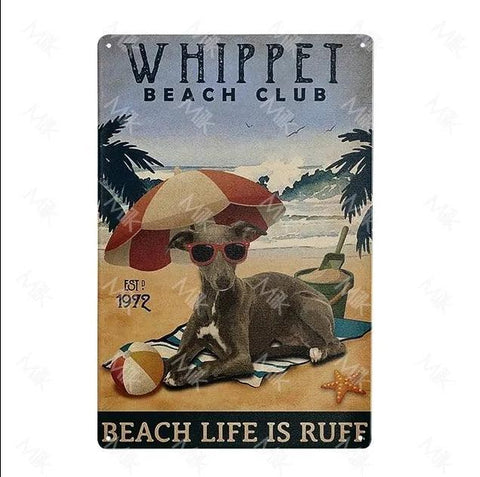 Whippet Dog Tin Sign