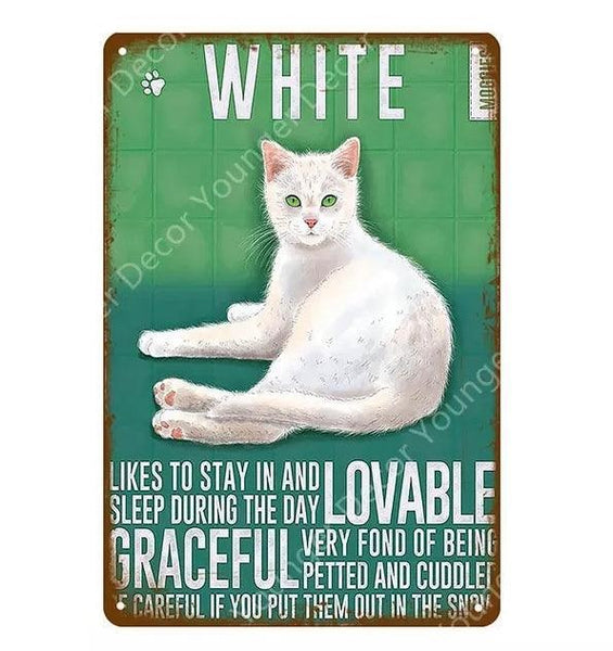 White Cat Tin Sign