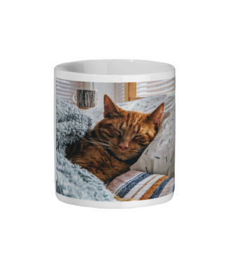 Cat Sleeping In Bed Mug